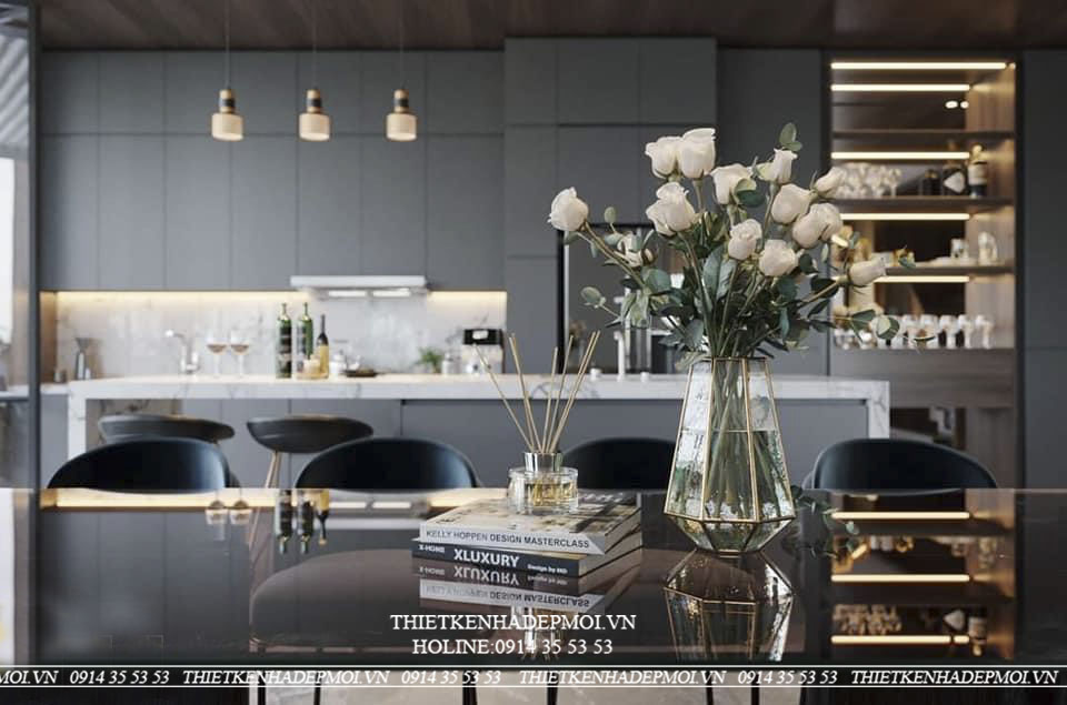 Nhà phố hiện đại thiết kế kết hợp ốp đá sang trọng