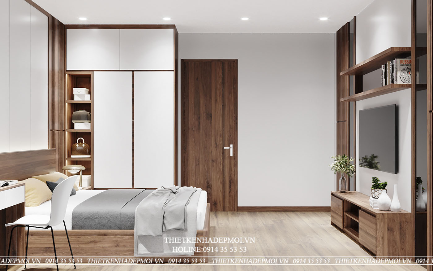 Nhà phố 3 tầng thu hút với nội thất gỗ sang trọng
