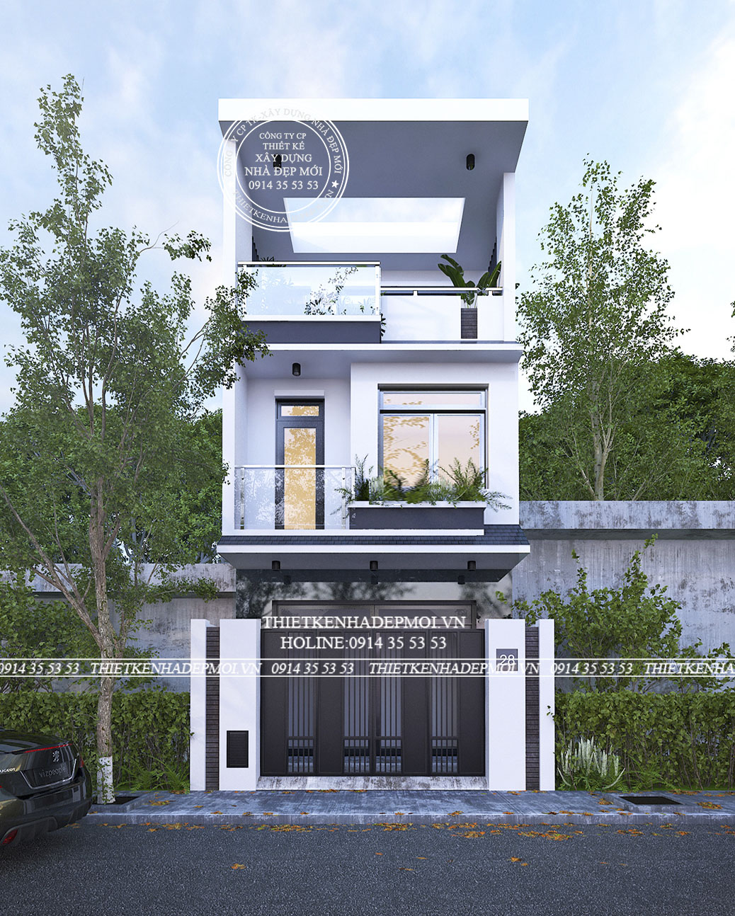 Thiết kế nhà phố 3 tầng đẹp tối giản
