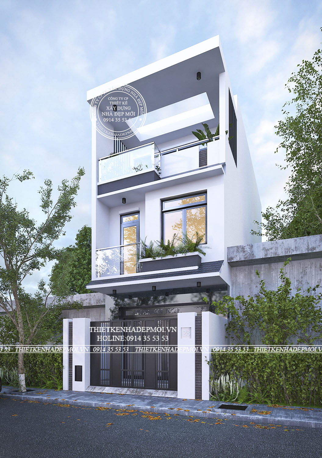 Thiết kế nhà phố 3 tầng đẹp tối giản