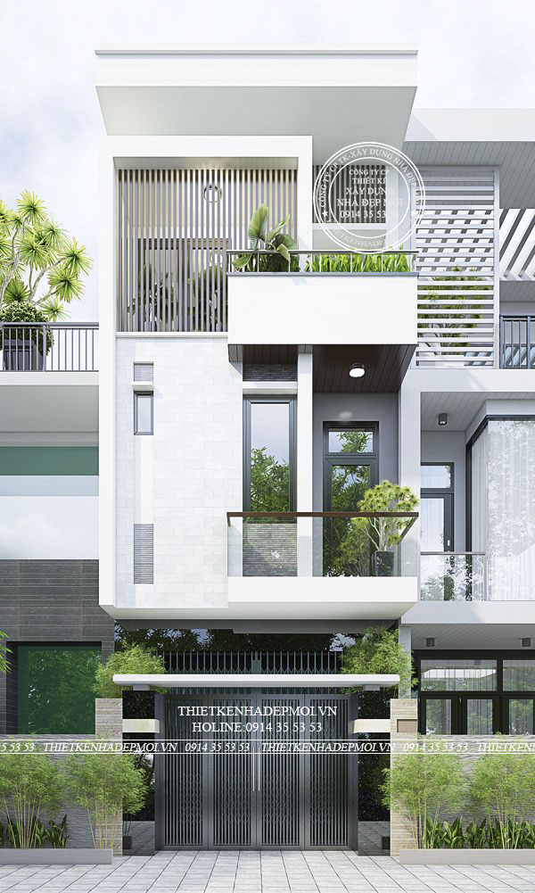 Nhà phố hiện đại 3 tầng ốp đá đẹp thu hút