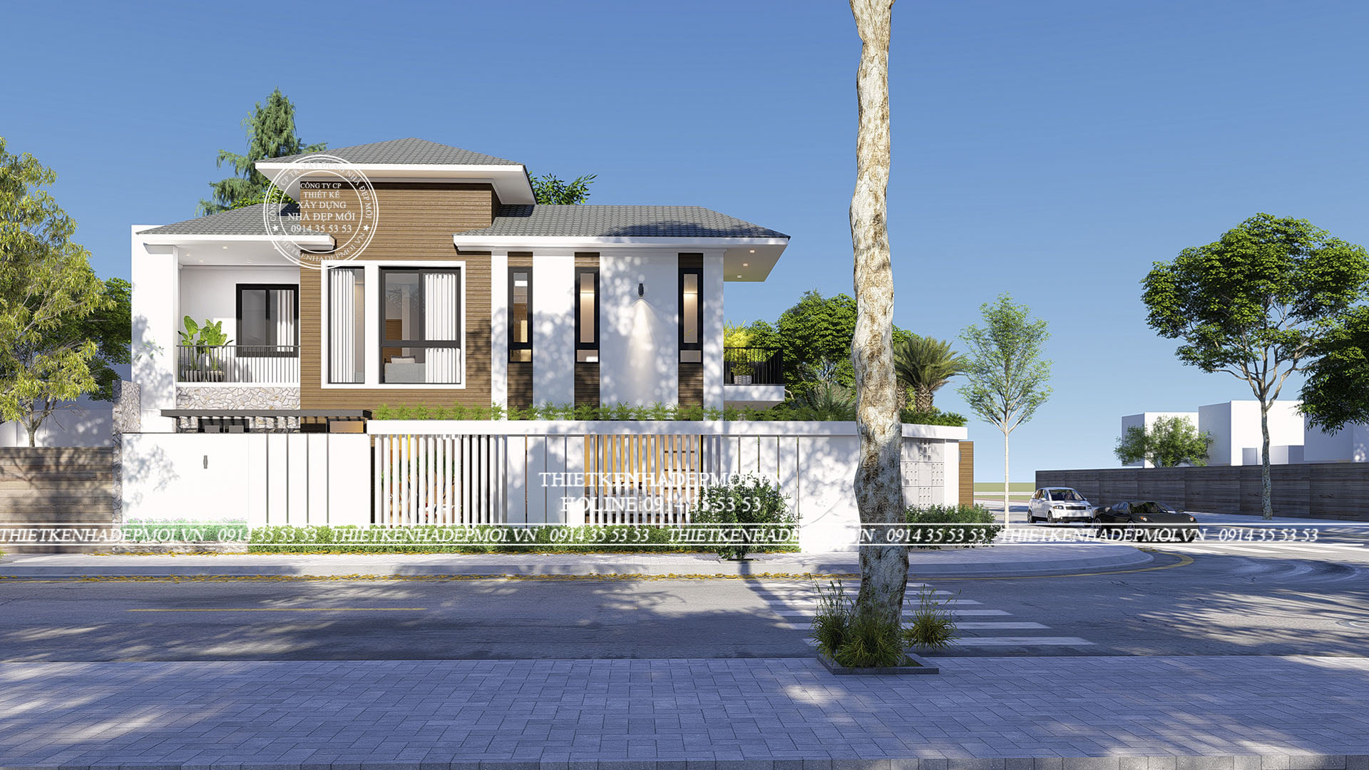 Mẫu nhà biệt thự đẹp 2 tầng phong cách hiện đại nổi bật
