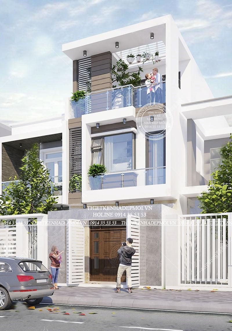 Nhà phố 3 tầng phong cách hiện đại sang trọng