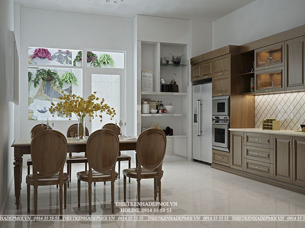 Mẫu nhà ống hiện đại tông gỗ đẹp