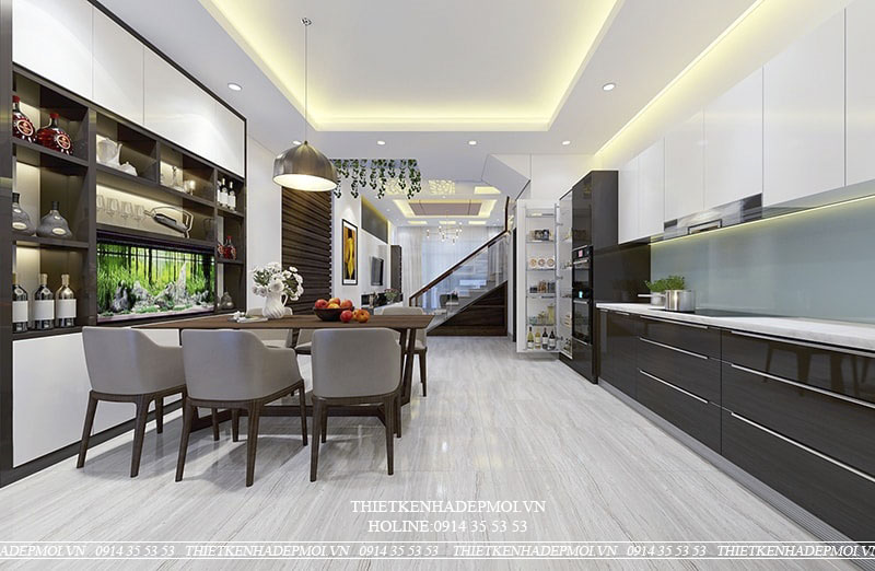 Nhà phố hiện đại 3 tầng ốp đá đẹp thu hút