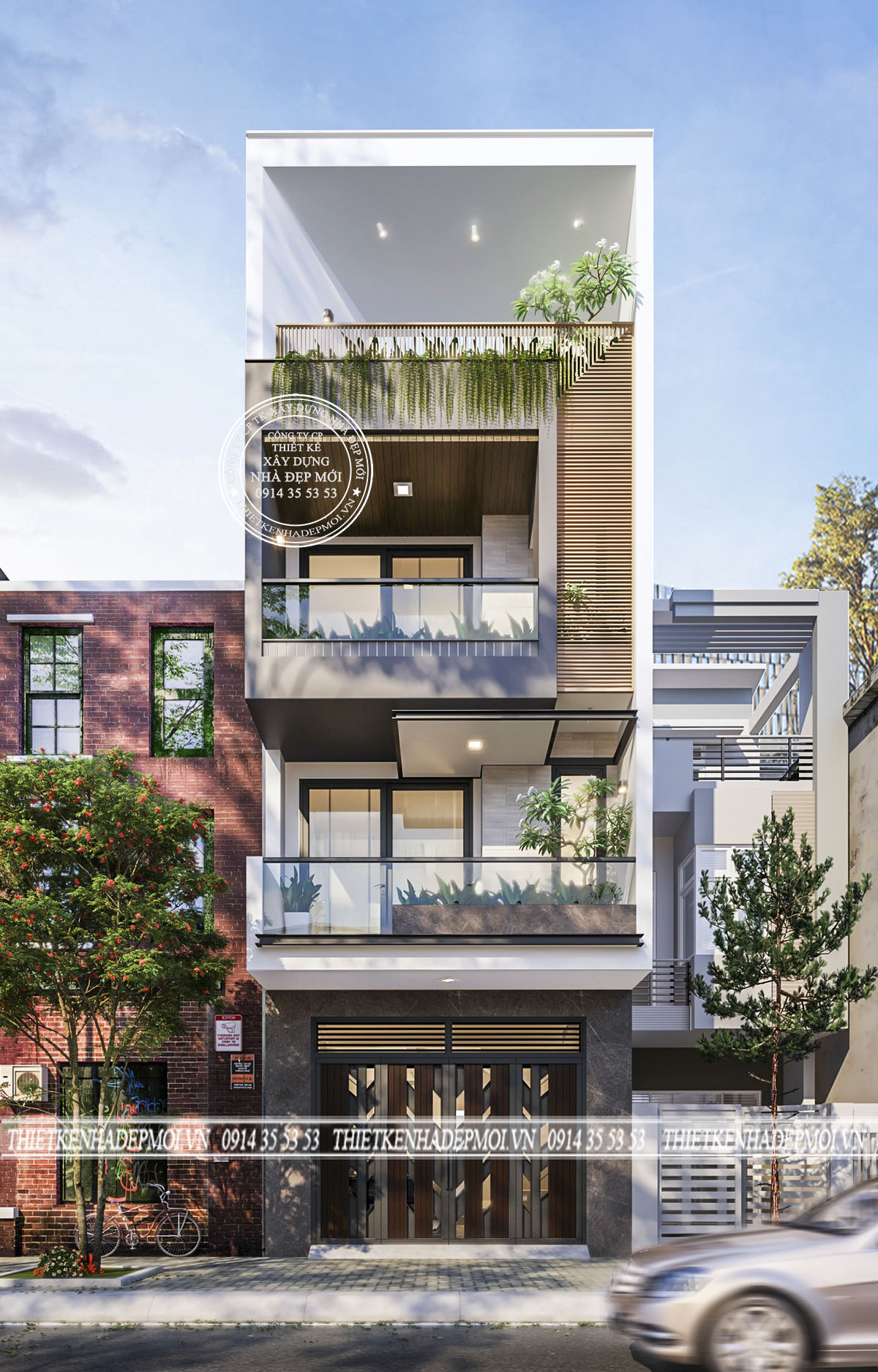 mẫu nhà phố 4 tầng đẹp hiện đại