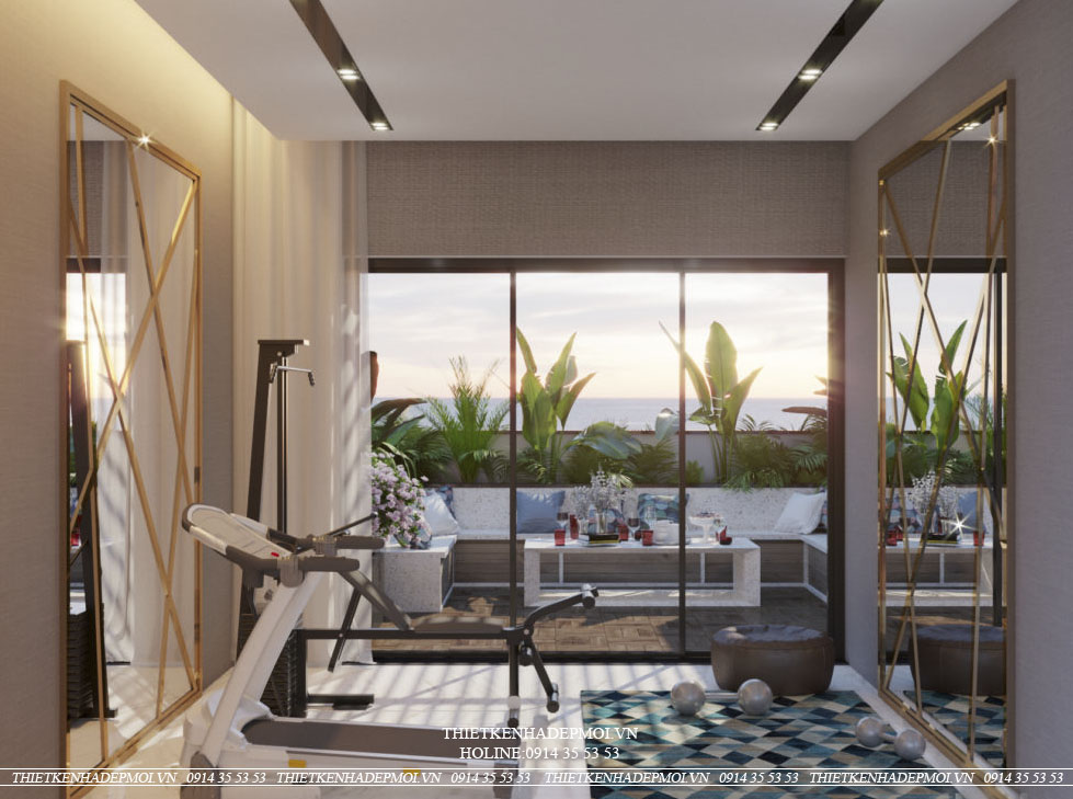 Nội thất nhà phố có phòng gym hiện đại tiện ích