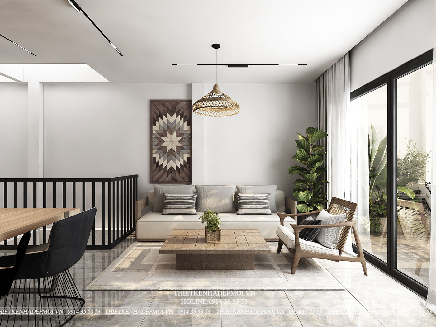 Nội thất nhà phố hiện đại tone vintage chủ đạo đẹp mắt