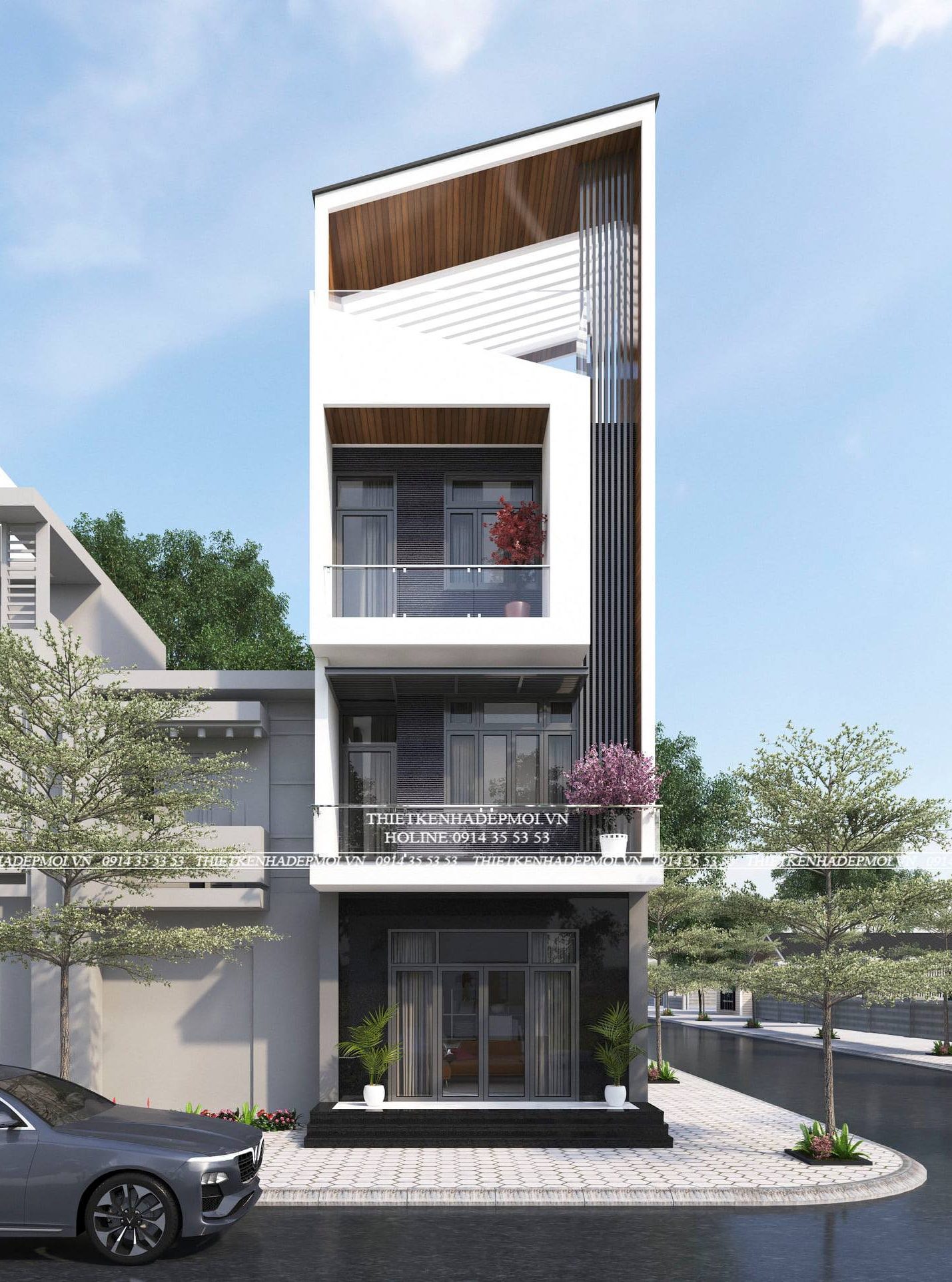thiết kế nhà phố 4 tầng