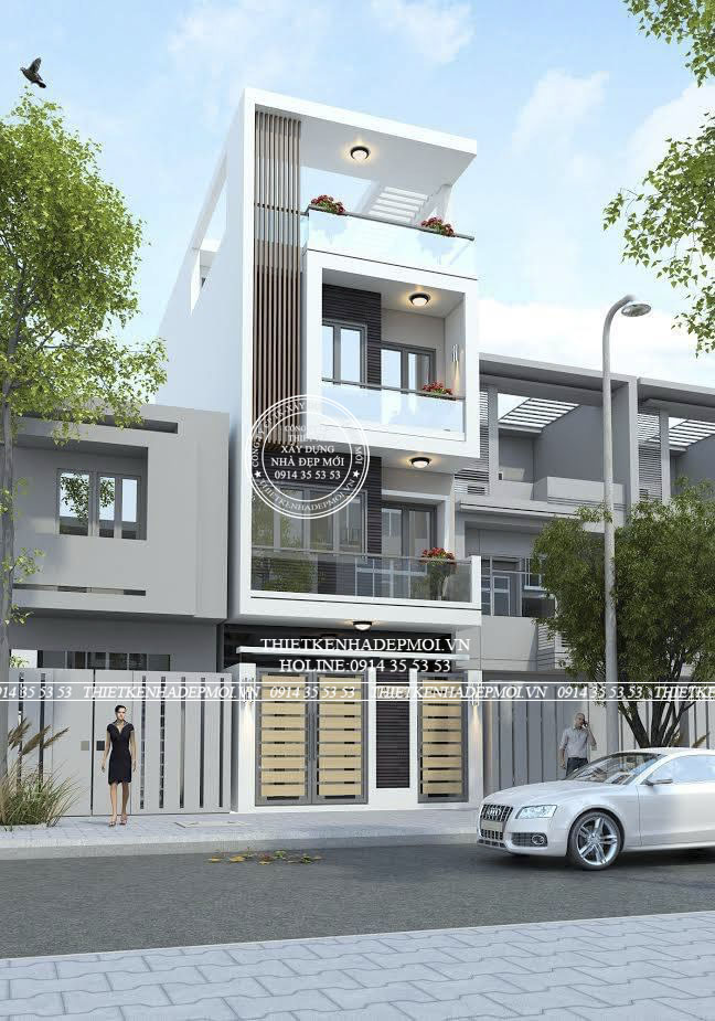 mẫu thiết kế nhà phố 4 tầng