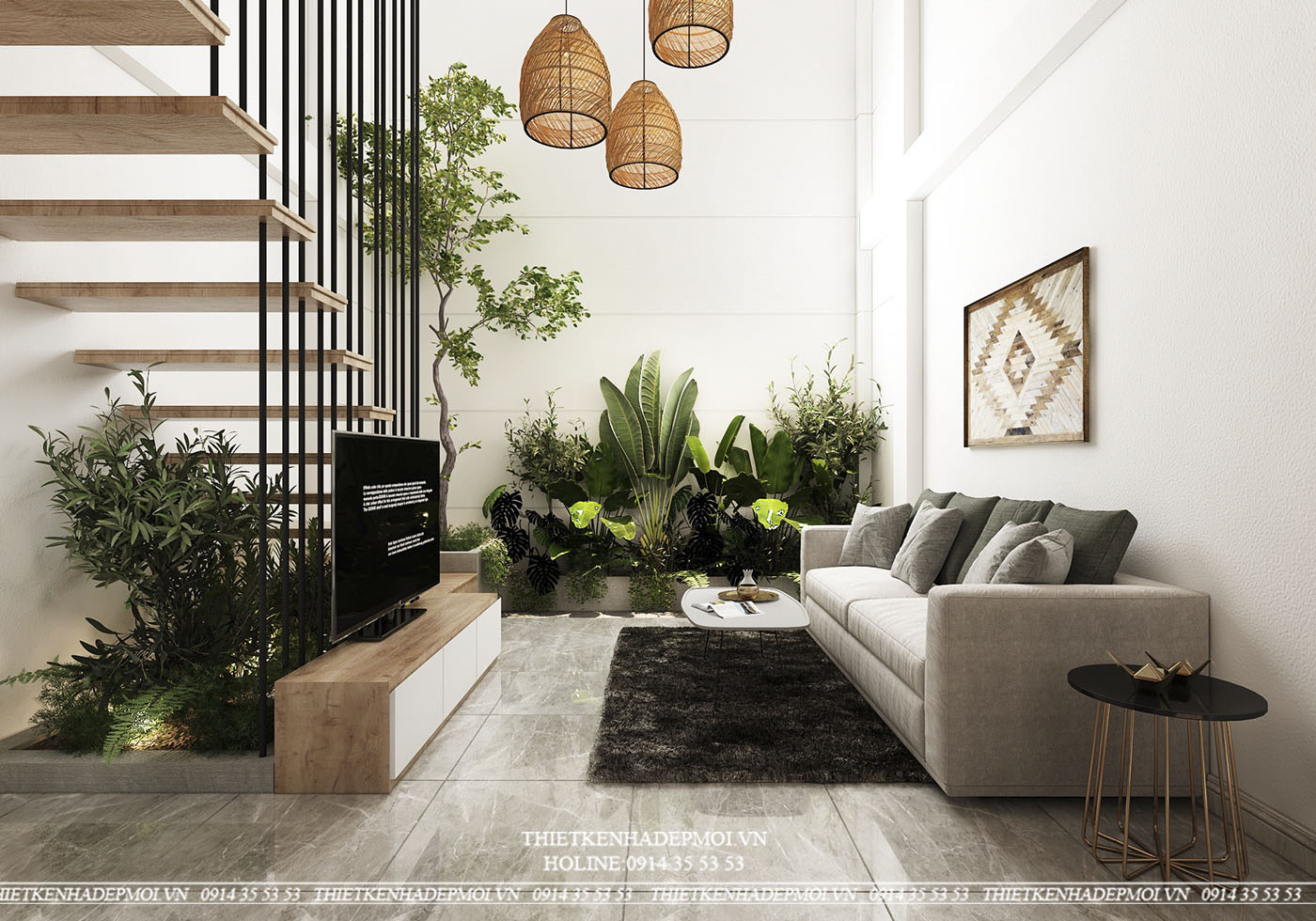 Nội thất nhà phố hiện đại tone vintage chủ đạo đẹp mắt