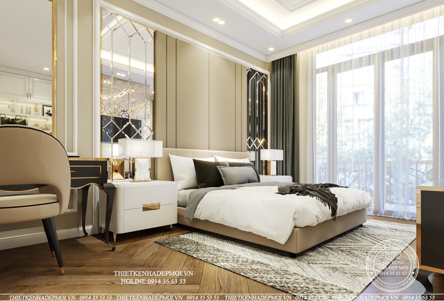 Mẫu nội thất nhà tân cổ điển với thiết kế cao cấp