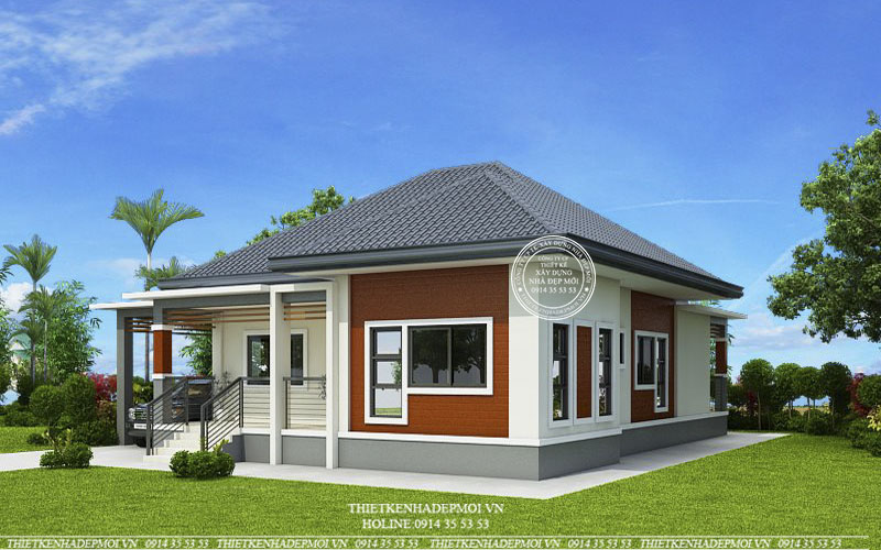 nhà mái thái trệt sân vườn