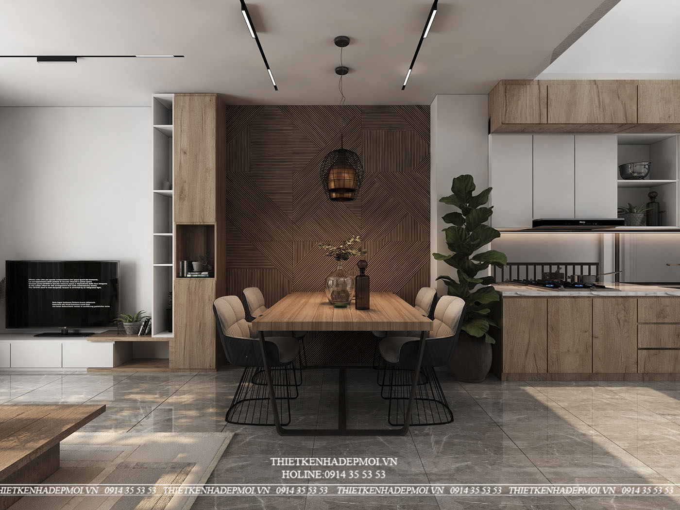 Nội thất nhà phố hiện đại tone vintage chủ đạo đẹp mắt