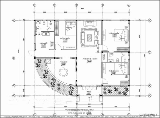 Nhà cấp 4 3 phòng ngủ thiết kế vòm kính hình bán nguyệt độc đáo