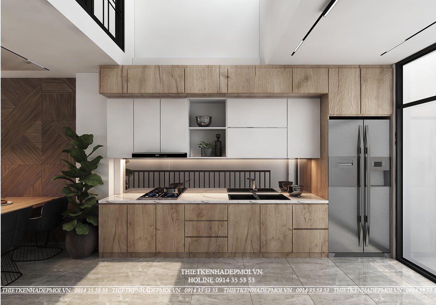 Nội thất nhà phố hiện đại tone vintage chủ đạo đẹp mắt