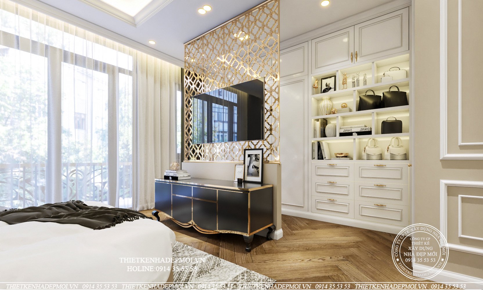 Mẫu nội thất nhà tân cổ điển với thiết kế cao cấp