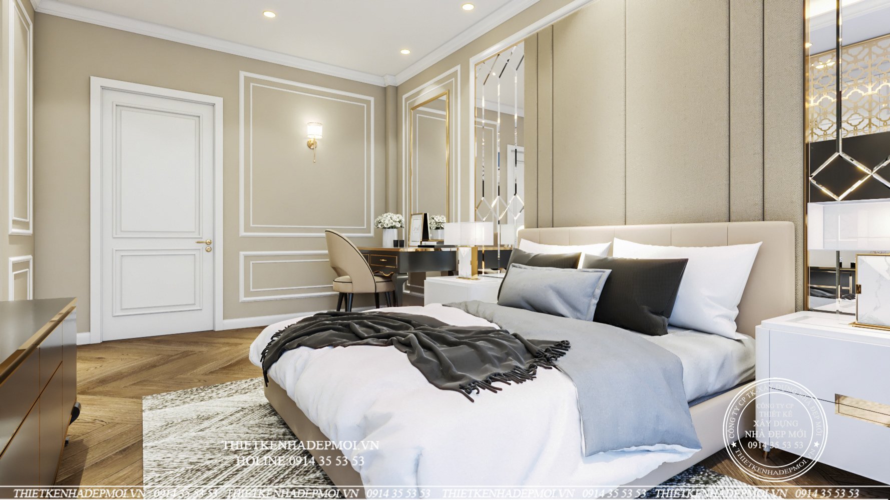 Mẫu nội thất nhà tân cổ điển với thiết kế cao cấp