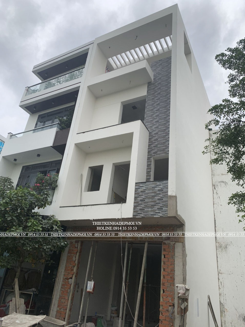 Công trình thi công nhà phố hiện đại đơn giản đẹp mắt