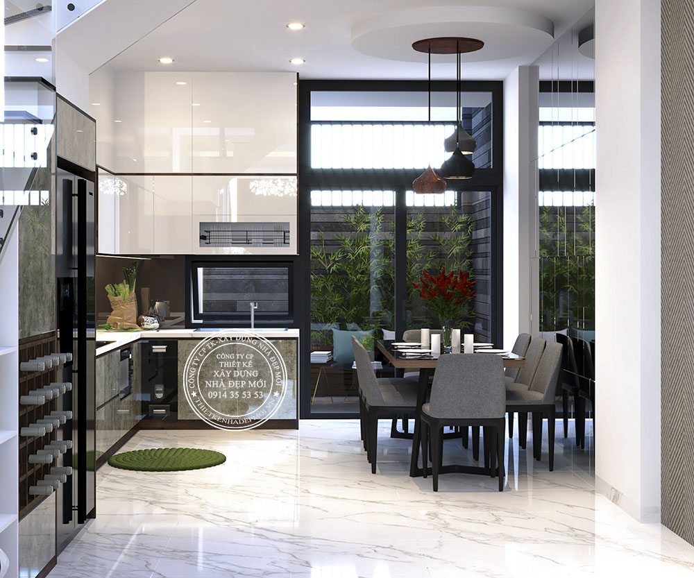 Mẫu nhà phố hiện đại ốp gạch sang trọng