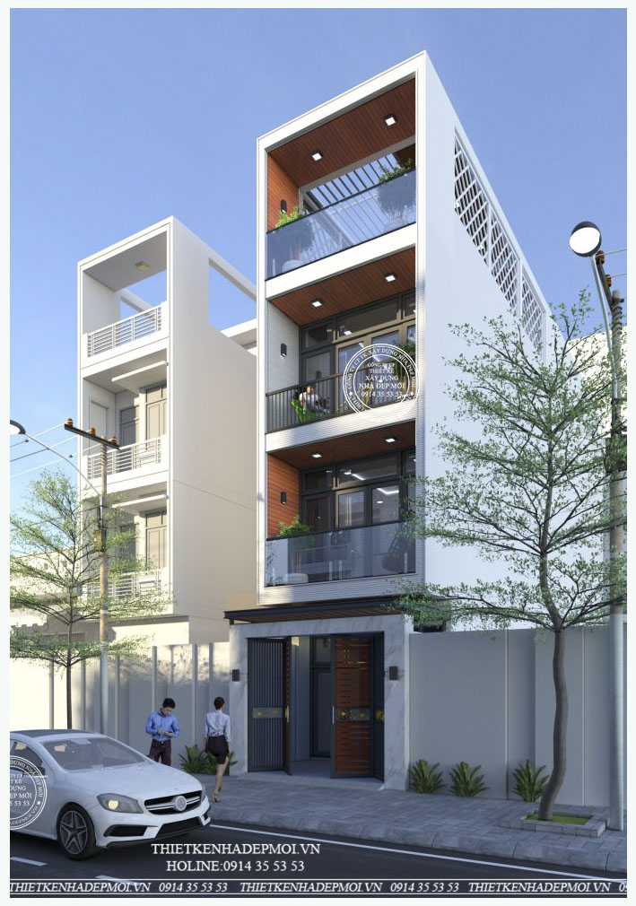 Mẫu nhà phố hiện đại ốp gạch sang trọng