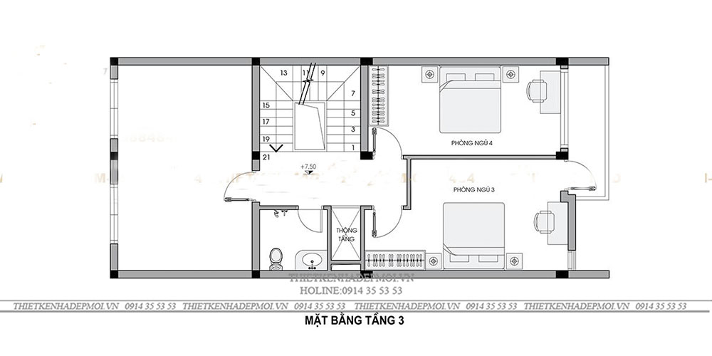 Mẫu nhà hiện đại 4 phòng ngủ đẹp