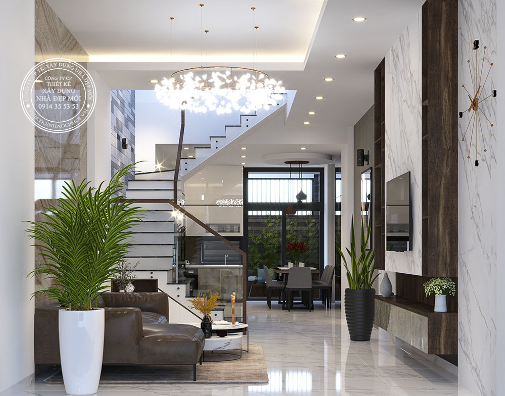 Mẫu nội thất nhà phố hiện đại 4 tầng