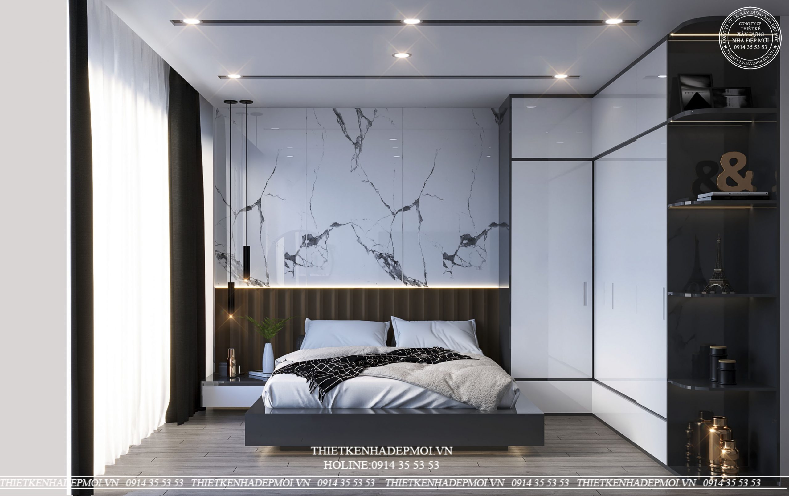 Mẫu nội thất nhà phố hiện đại 4 tầng