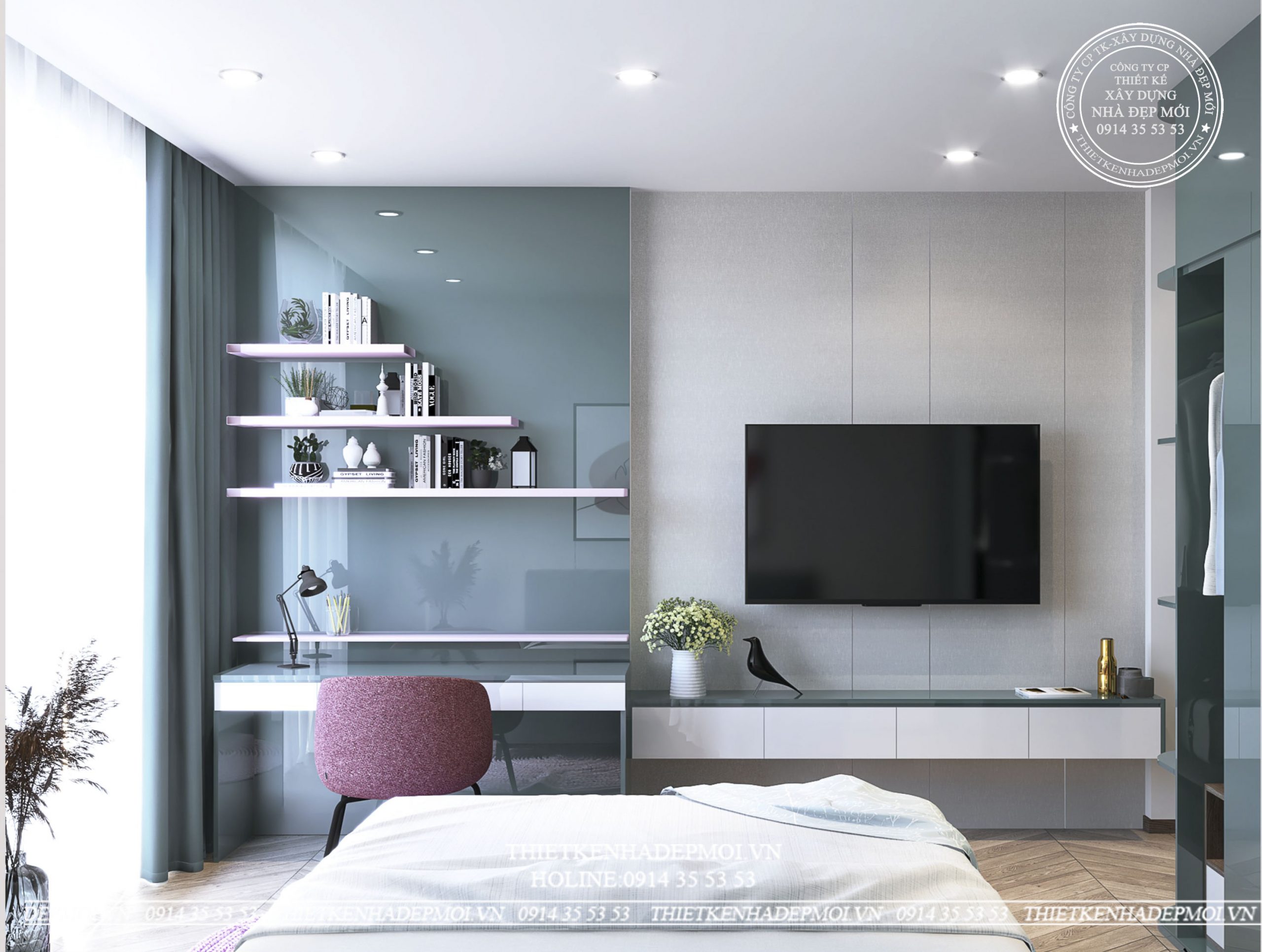 Mẫu nội thất nhà phố hiện đại 4 tầng