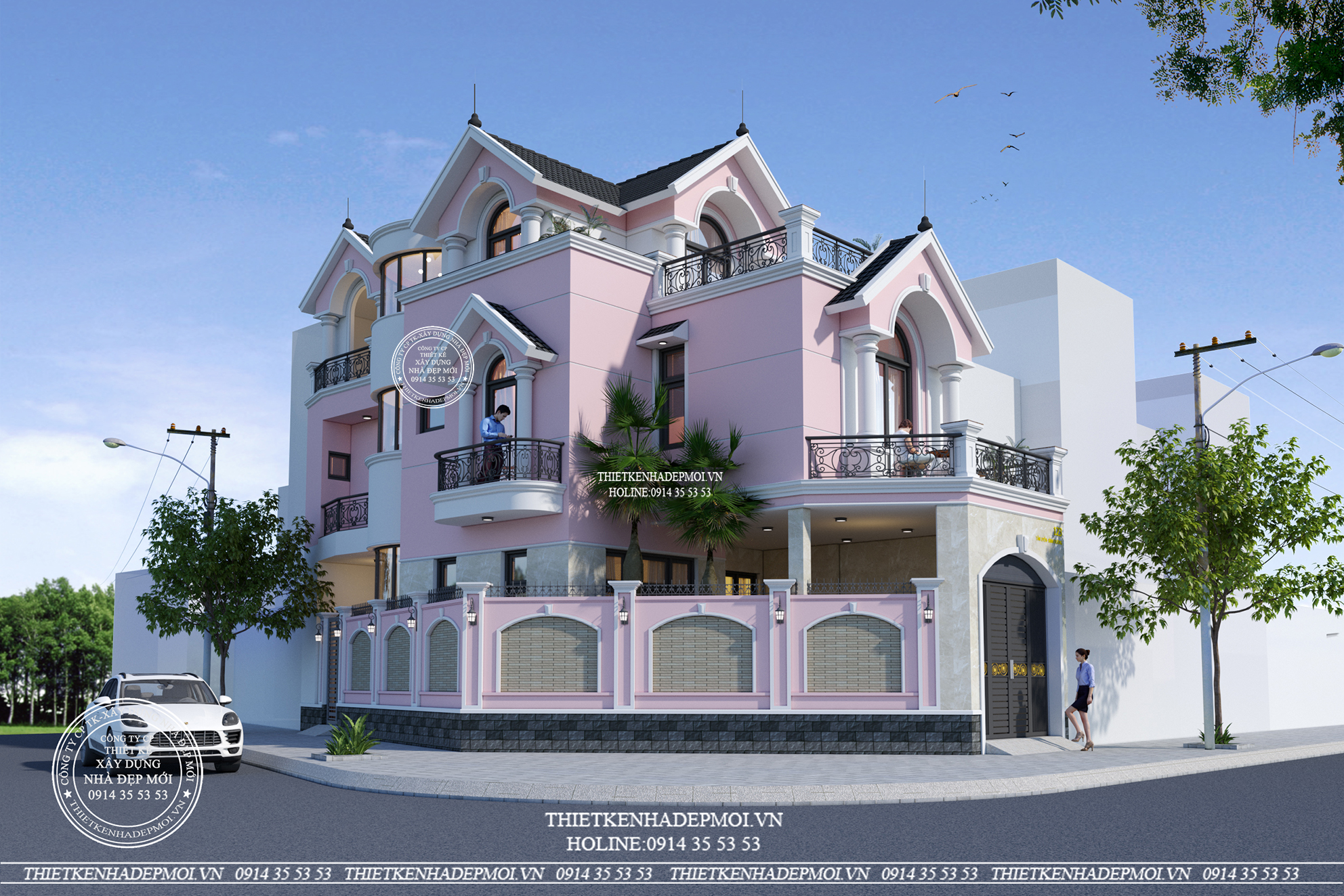 Thiết kế biệt thự 2 mặt tiền 3 tầng hiện đại&nbsp;và sang trọng.