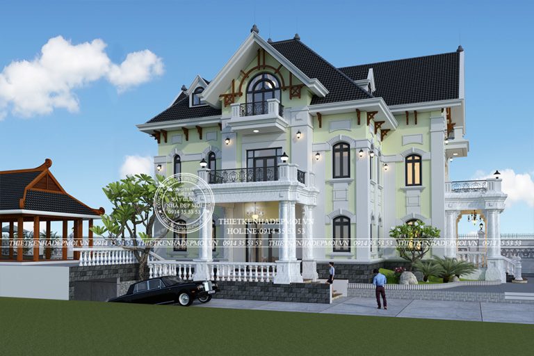 Mẫu biệt thự kiểu Pháp bắt mắt với màu sắc độc đáo