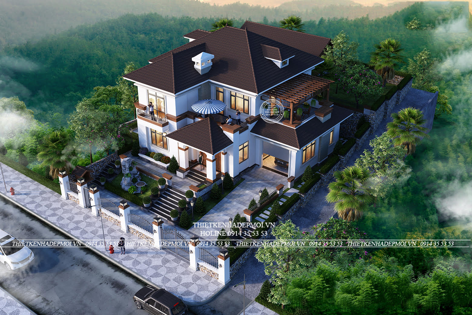 Mẫu biệt thự sân vườn 2 tầng hiện đại của chú điền ninh thuận