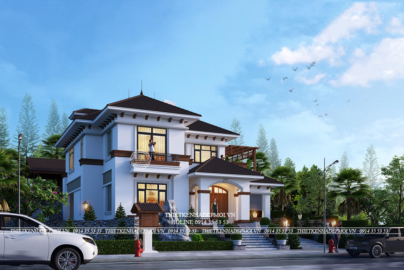 Mẫu biệt thư sân vườn 2 tầng