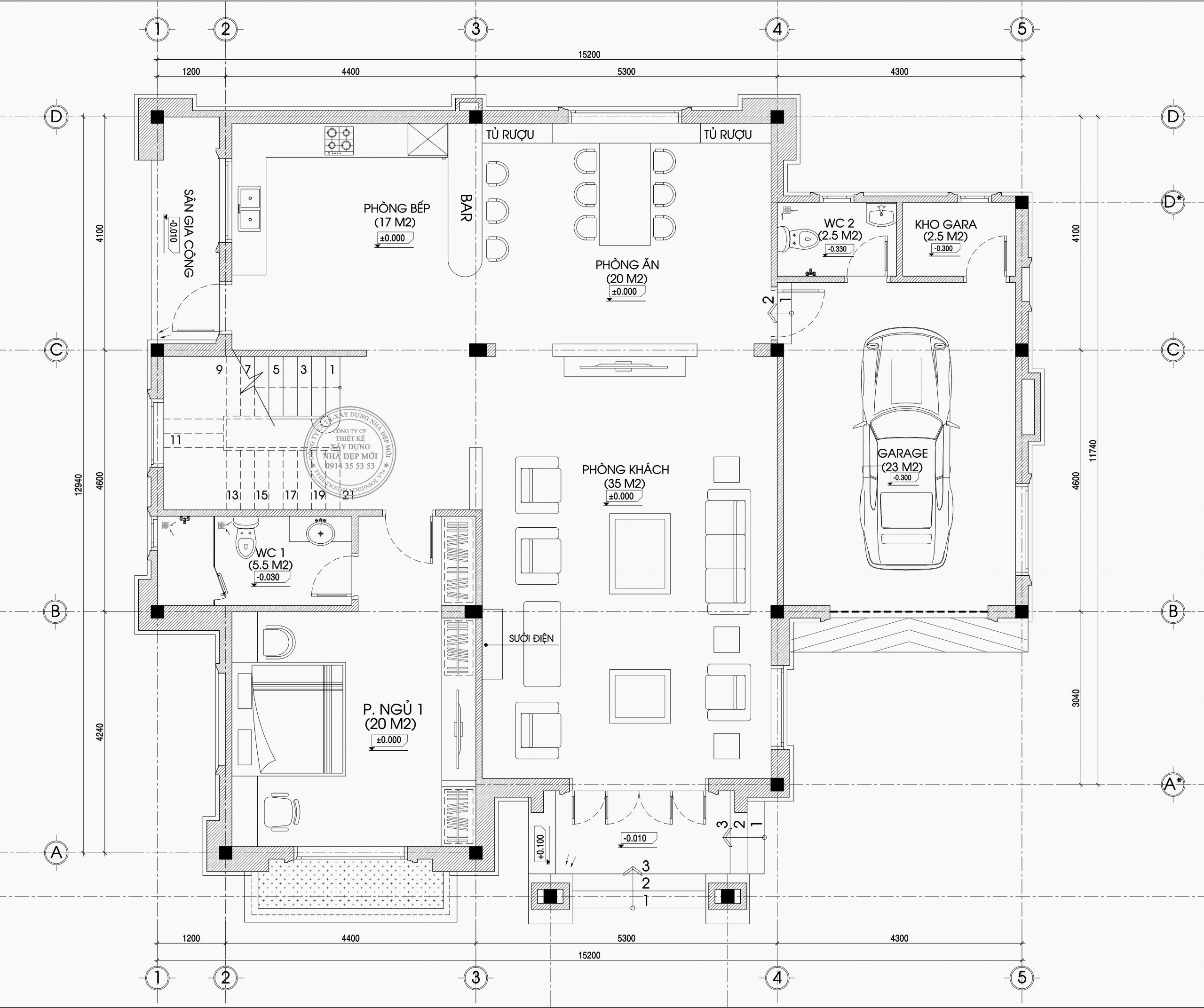 Mẫu biệt thự sân vườn 2 tầng hiện đại của chú điền ninh thuận