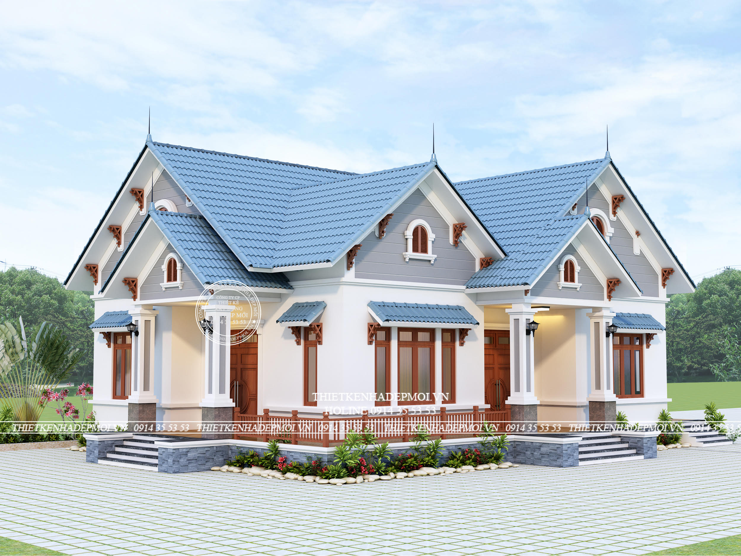 Mẫu nhà trệt mái thái