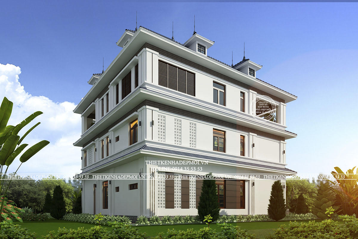 Mẫu biệt thự mái nhật 3 tầng