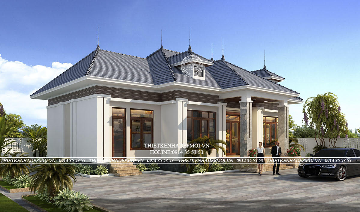 Mẫu biệt thự sân vườn mái thái anh tuyến tại bình dương