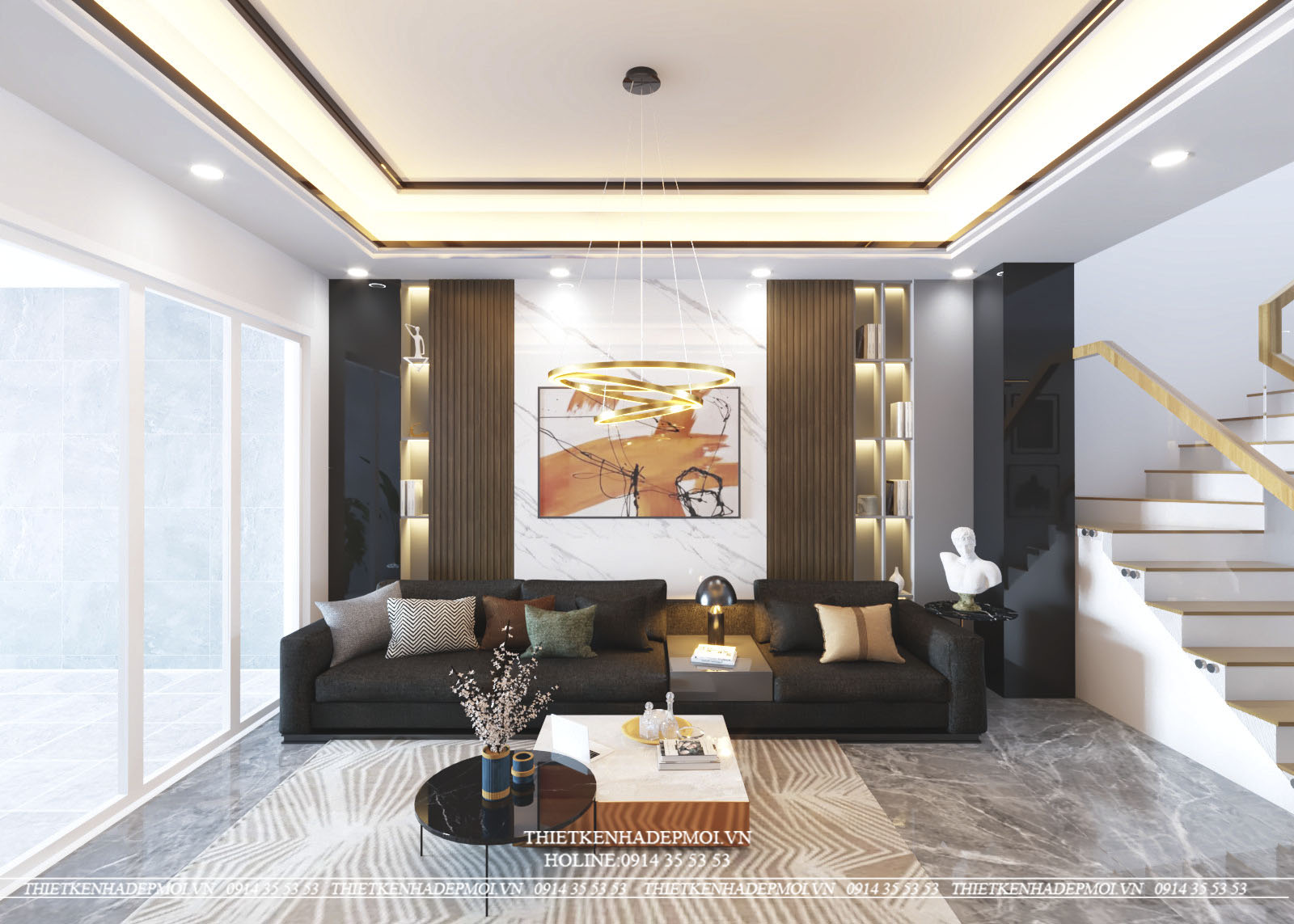 Mẫu nội thất nhà phố 3 tầng hiện đại tại biên hòa