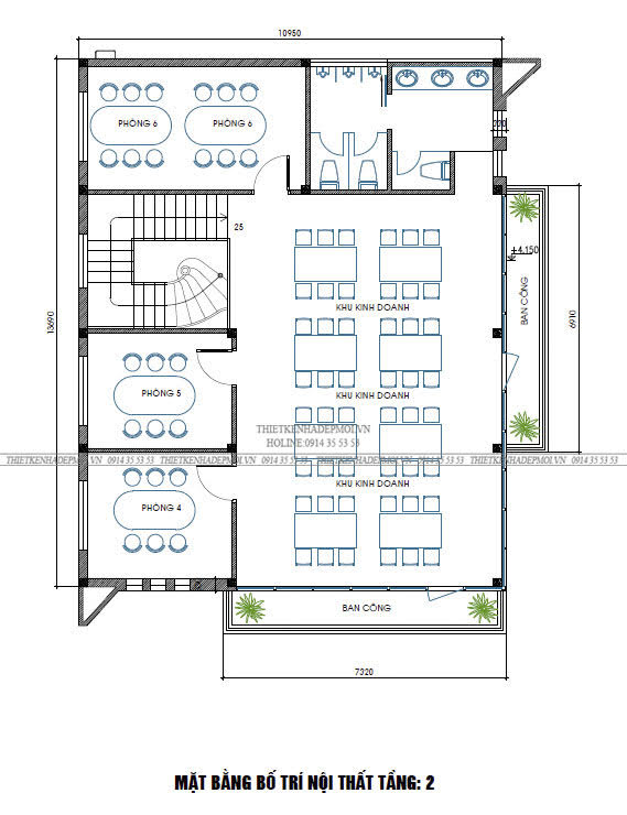 Thiết kế nhà hàng 2 tầng hiện đại chị yến ở cần thơ