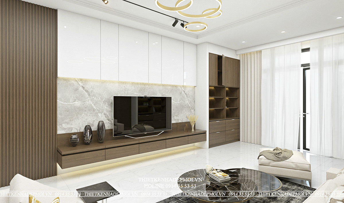 Mẫu nội thất đẹp hiện đại với tông gỗ trầm sang trọng