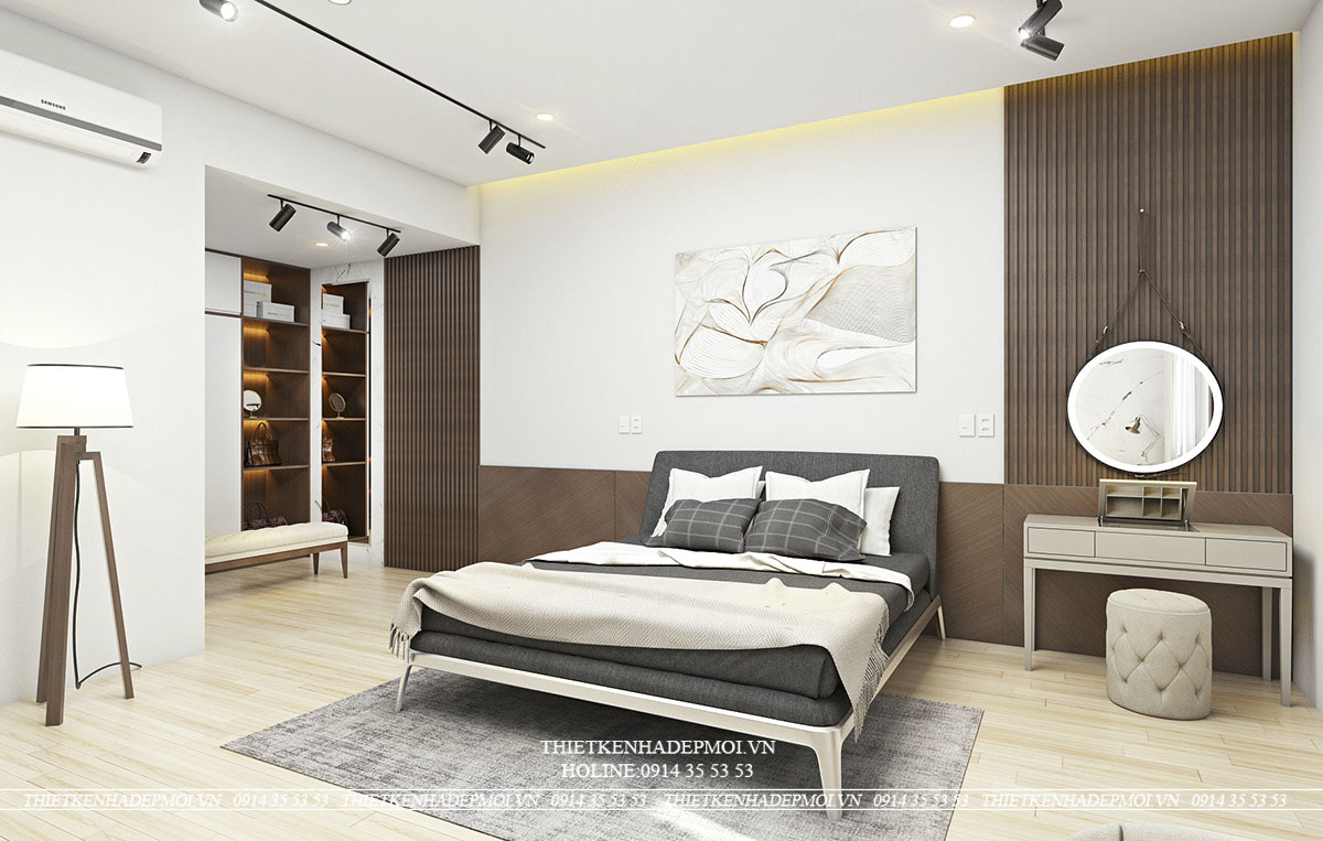 Mẫu nội thất đẹp hiện đại với tông gỗ trầm sang trọng