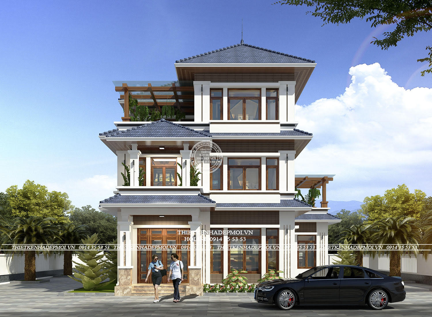 Mẫu biệt thự 1 trệt 2 lầu