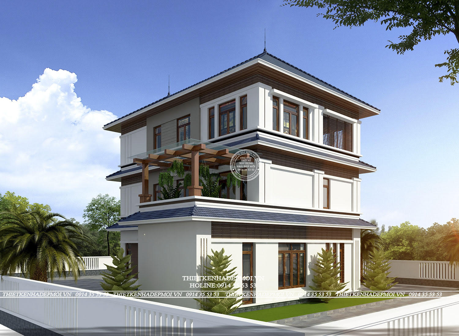 mẫu biệt thự 1 trệt 2 lầu
