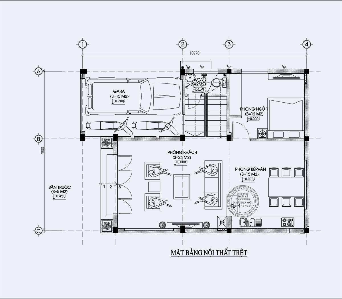 Mặt bằng các công năng tầng 1