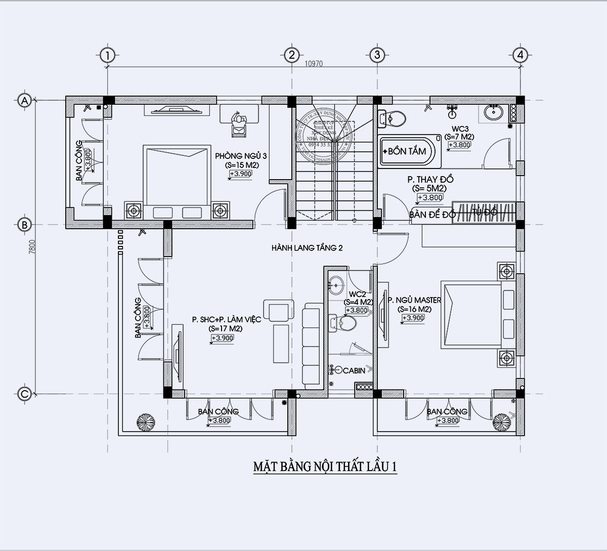 Vị trí các công năng tiện ích ở tầng 2