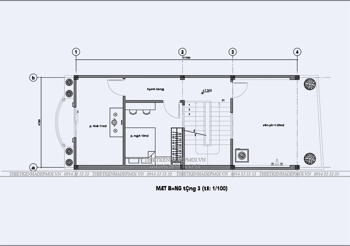 Bản vẽ thiết kế tầng 3