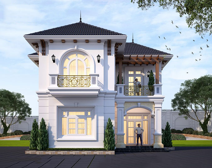 Thiết kế biệt thự tân cổ điển 2 tầng đẹp
