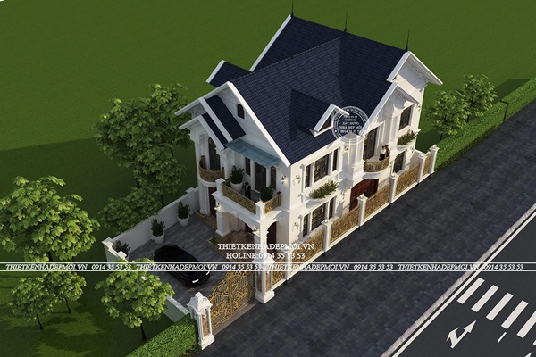 Bản vẽ thiết kế tầng 2 biệt thự mái thái đẹp tại Cần Thơ
