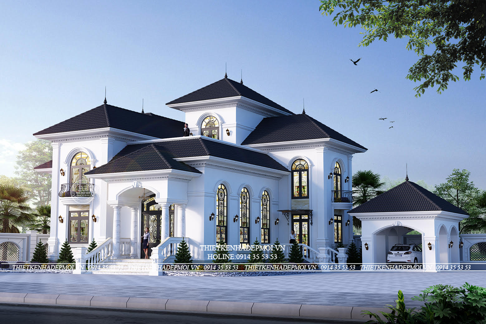 Mẫu biệt thự 2 tầng phong cách Địa Trung Hải đẹp nhẹ nhàng và sang trọng của anh Long (Biên Hòa)