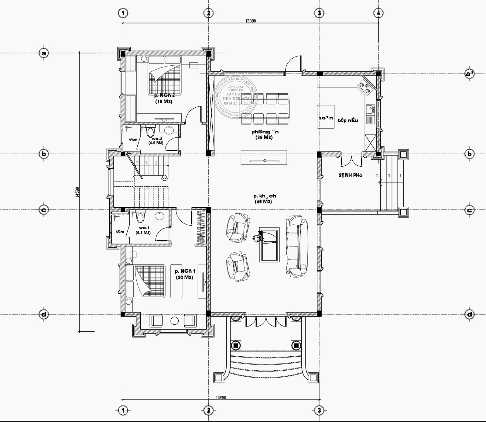 Bản vẽ thiết kế tầng 1